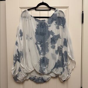 Elegant Blue and White Women's Top